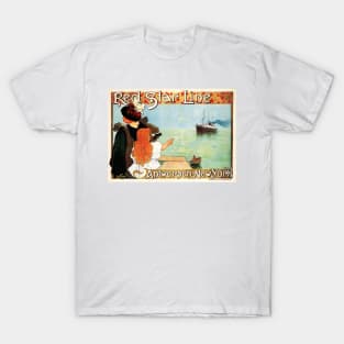 RED STAR LINE Ocean Liner Steam Ships Vintage Travel Advertisement T-Shirt